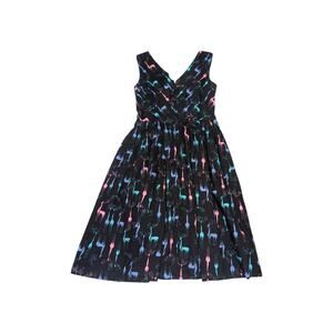 Retrospec'd Reindeer Printed Pleated Dress A-Line Black Multicolor Christmas